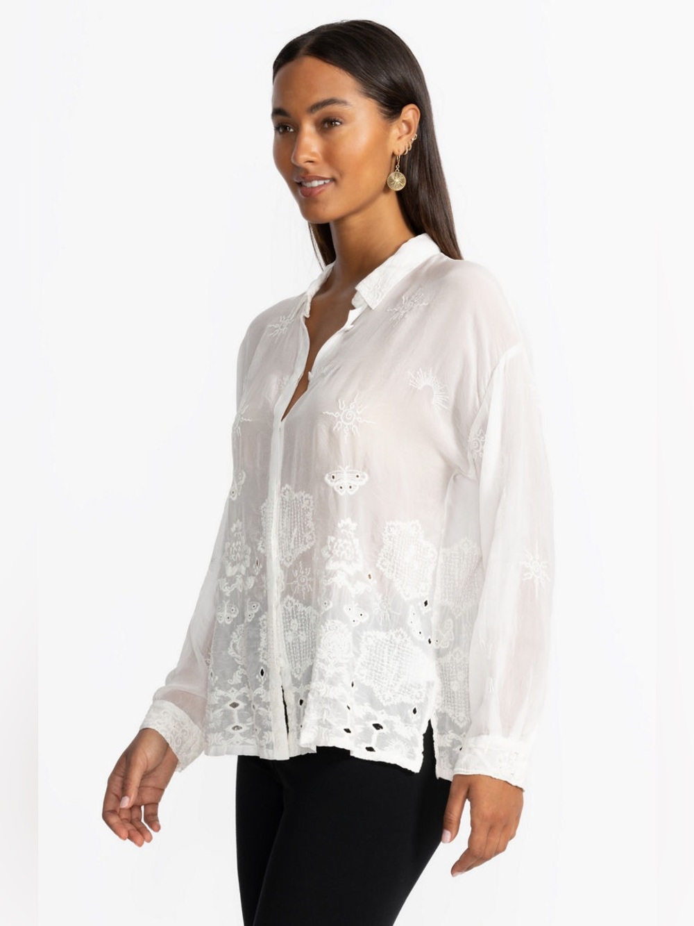 JOHNNY WAS Slim Audrey Button Down White Size Small - Picture 2 of 12